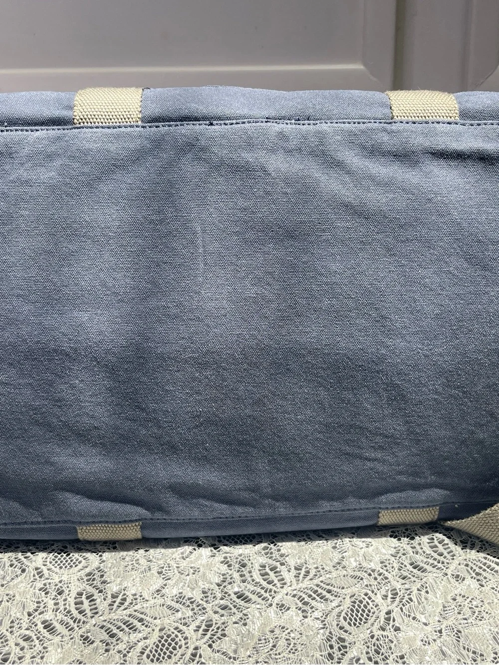 Vintage LL Bean Field Canvas Duffel Weekend Bag Navy Shoulder Strap Bag EUC